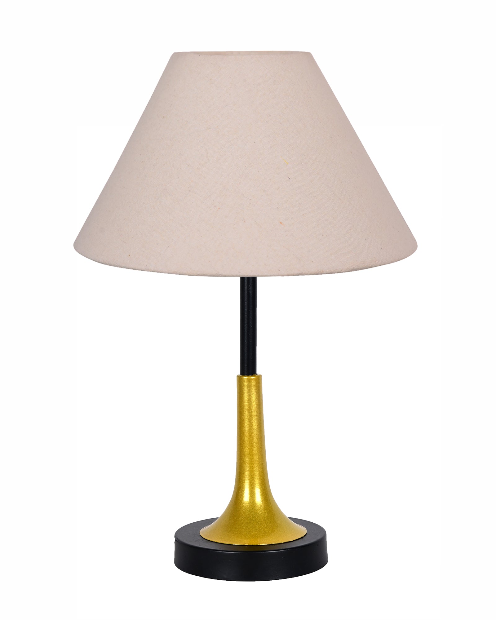 Rustic Farmhouse Metal Table Lamp Fabric Shade for Bedroom Living Room House Home Bedside Nightstand Office Family, Dual Color Trumpet Bell, Jute Cone