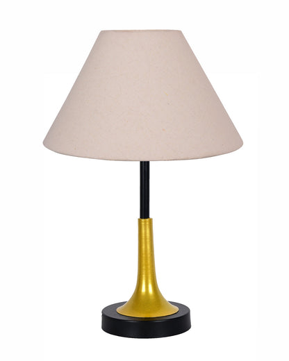 Rustic Farmhouse Metal Table Lamp Fabric Shade for Bedroom Living Room House Home Bedside Nightstand Office Family, Dual Color Trumpet Bell, Jute Cone