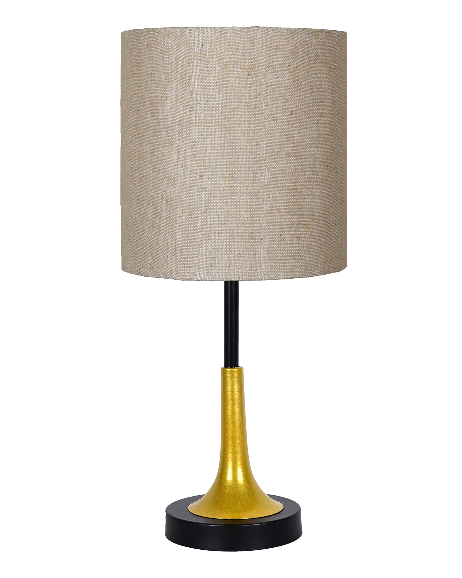 Rustic Farmhouse Metal Table Lamp Fabric Shade for Bedroom Living Room House Home Bedside Nightstand Office Family, Dual Color Trumpet Bell, Jute Cone