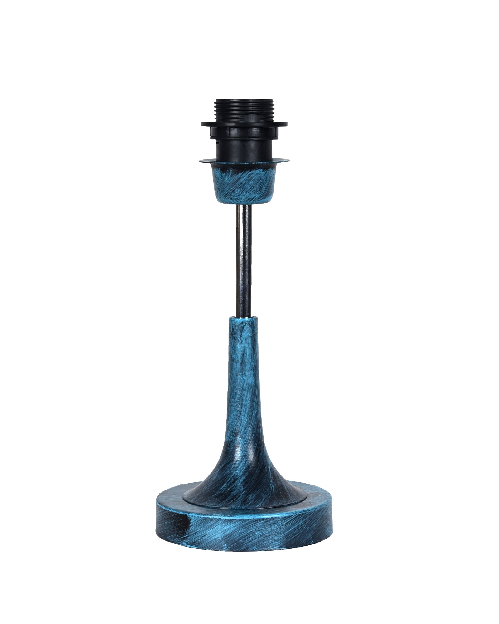 Rustic Farmhouse Metal Table Lamp Fabric Shade for Bedroom Living Room House Home Bedside Nightstand Office Family, Antique Blue Trumpet Bell, Jute Cone