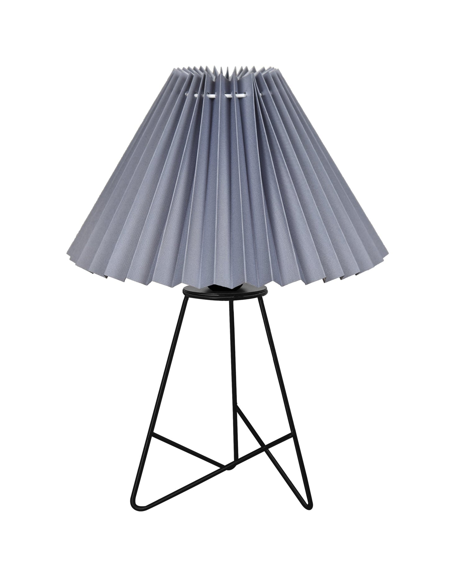 Retro Matt Black Down to the Wire Metal Table Lamp with Fabric Shade, Bedside Lamp Gift Housewarming Home Living Room, Iris Cone Shade