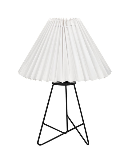Retro Matt Black Down to the Wire Metal Table Lamp with Fabric Shade, Bedside Lamp Gift Housewarming Home Living Room, Iris Cone Shade