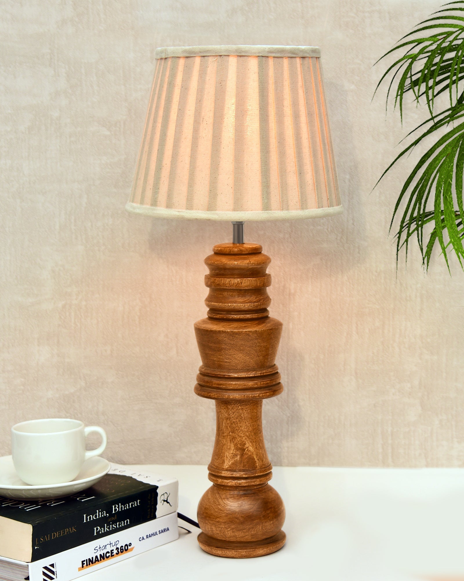 Chess Decorative Bedside Table Desk Lamp Linen Frilled Shade for Décor, Accent Light, Gameroom, Kids', Living Room, Bedroom, Handmade Wooden, Bishop