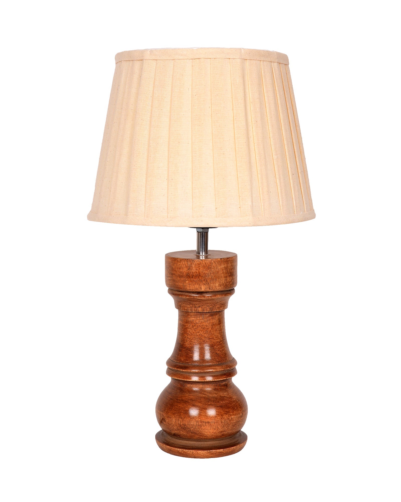 Chess Decorative Bedside Table Desk Lamp Linen Frilled Shade for Décor, Accent Light, Gameroom, Kids', Living Room, Bedroom, Handmade Wooden, Bishop