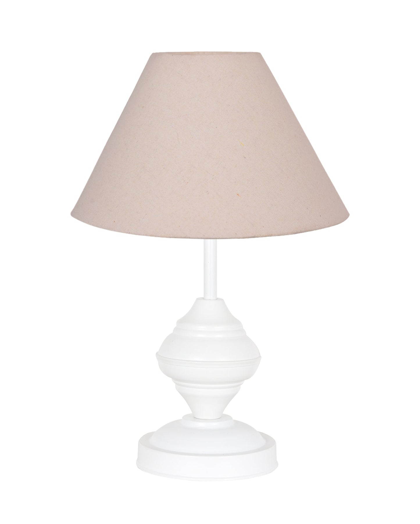 Farmhouse Matt Table Lamp for Bedroom, White Modern Bedside Lamps for Living Room, Rustic Table Light for Night Stands, Dorm, Office, Home Décor Fabric Shade, E27 holder, Urn, Iris Cone