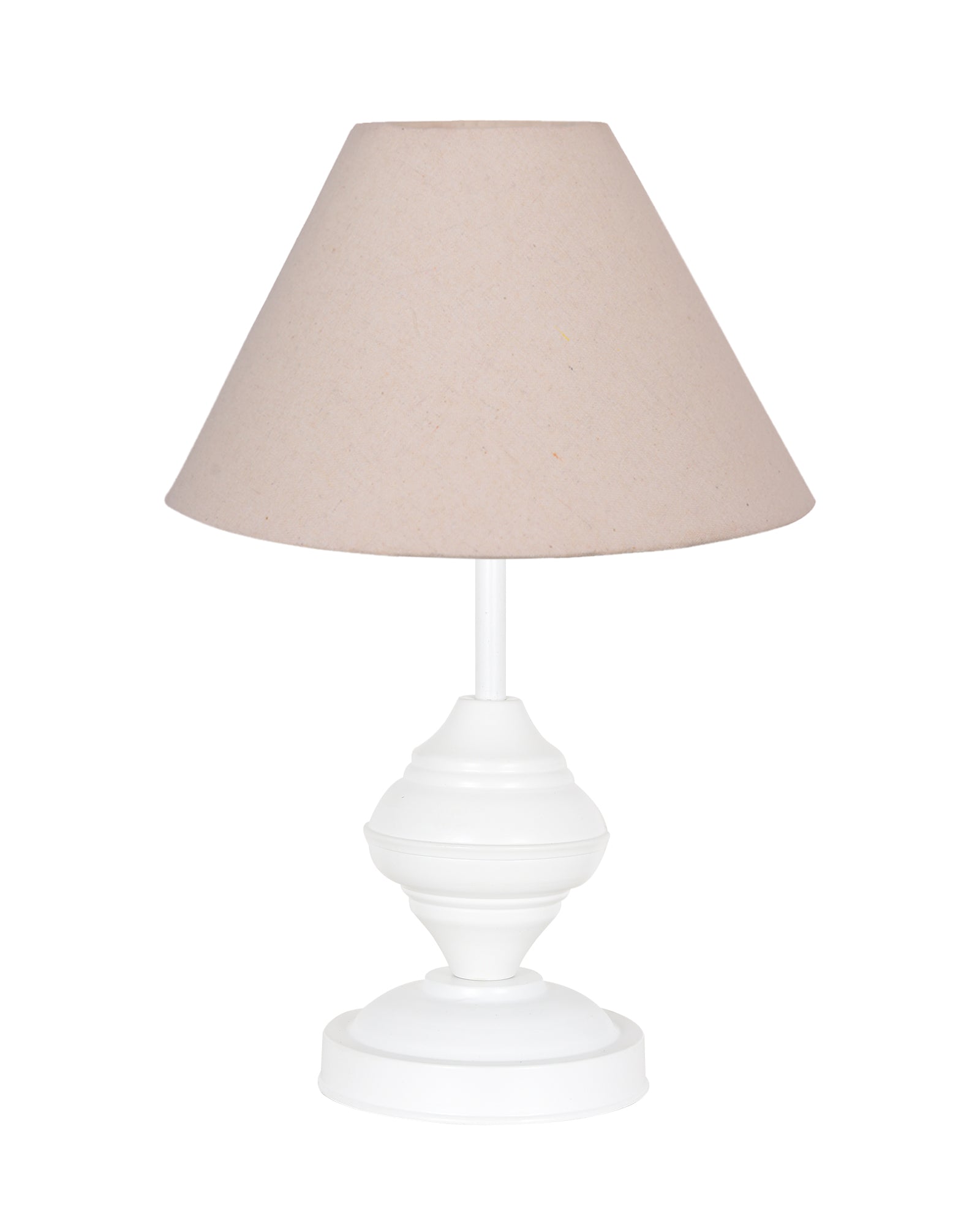 Farmhouse Matt Table Lamp for Bedroom, White Modern Bedside Lamps for Living Room, Rustic Table Light for Night Stands, Dorm, Office, Home Décor Fabric Shade, E27 holder, Urn, Iris Cone