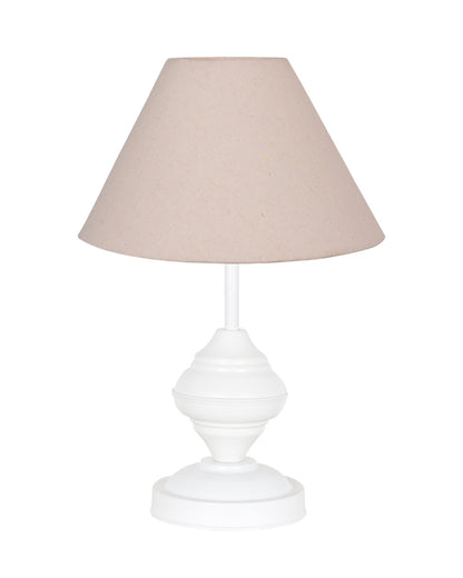 Farmhouse Matt Table Lamp for Bedroom, White Modern Bedside Lamps for Living Room, Rustic Table Light for Night Stands, Dorm, Office, Home Décor Fabric Shade, E27 holder, Urn, Iris Cone