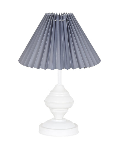 Farmhouse Matt Table Lamp for Bedroom, White Modern Bedside Lamps for Living Room, Rustic Table Light for Night Stands, Dorm, Office, Home Décor Fabric Shade, E27 holder, Urn, Iris Cone