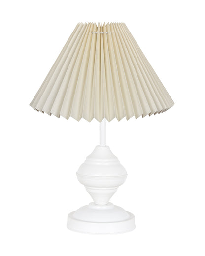 Farmhouse Matt Table Lamp for Bedroom, White Modern Bedside Lamps for Living Room, Rustic Table Light for Night Stands, Dorm, Office, Home Décor Fabric Shade, E27 holder, Urn, Iris Cone