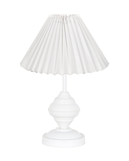 Farmhouse Matt Table Lamp for Bedroom, White Modern Bedside Lamps for Living Room, Rustic Table Light for Night Stands, Dorm, Office, Home Décor Fabric Shade, E27 holder, Urn, Iris Cone