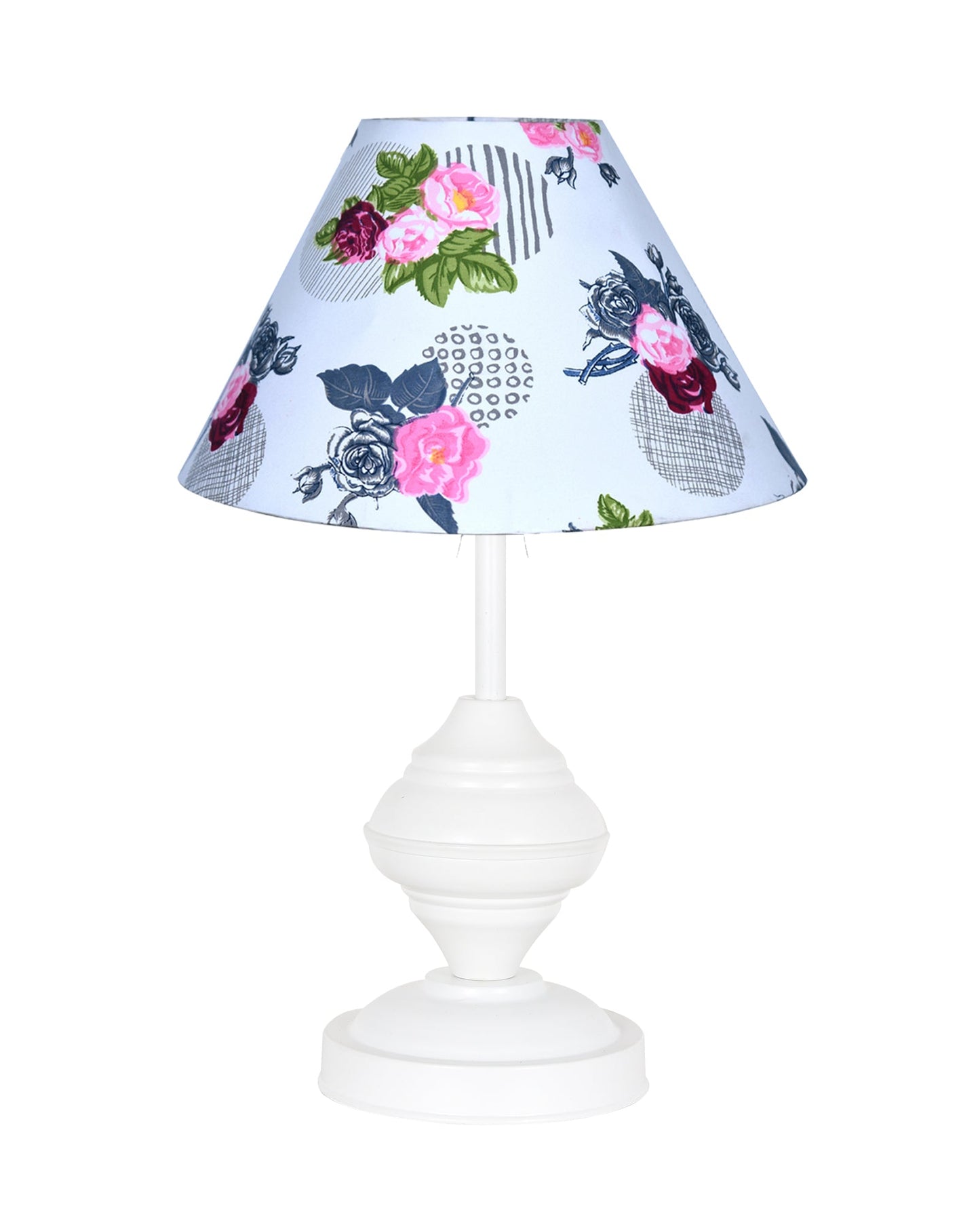 Farmhouse Matt Table Lamp for Bedroom, White Modern Bedside Lamps for Living Room, Rustic Table Light for Night Stands, Dorm, Office, Home Décor Fabric Shade, E27 holder, Urn, Iris Cone