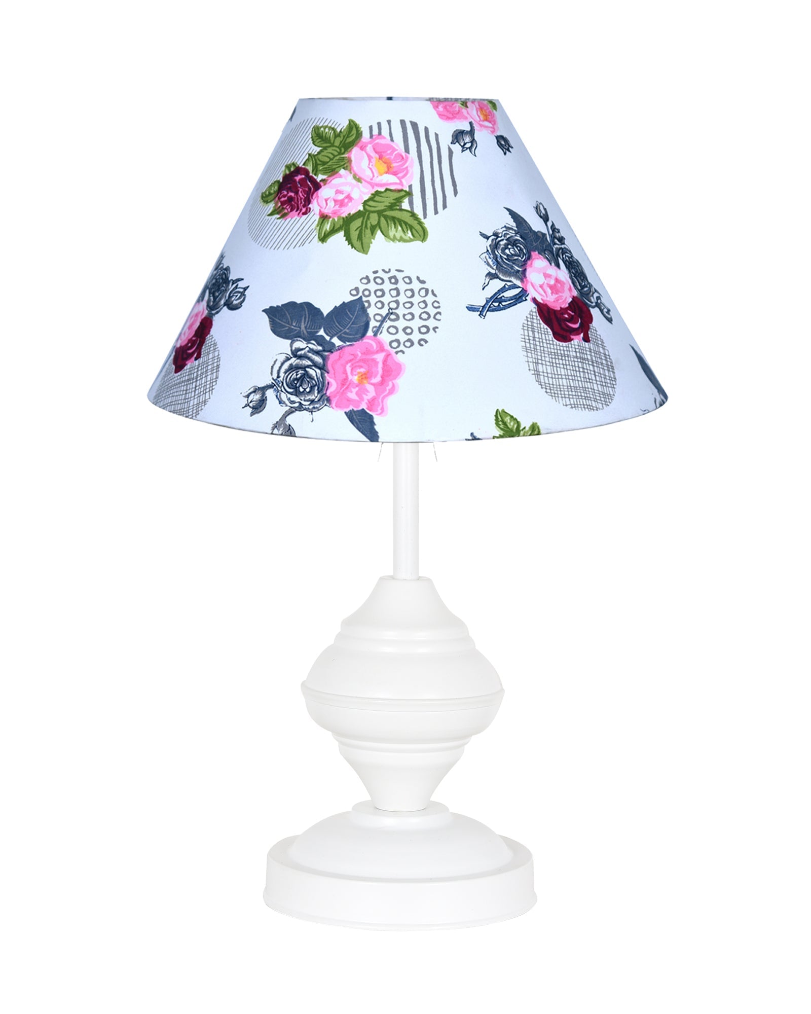 Farmhouse Matt Table Lamp for Bedroom, White Modern Bedside Lamps for Living Room, Rustic Table Light for Night Stands, Dorm, Office, Home Décor Fabric Shade, E27 holder, Urn, Iris Cone