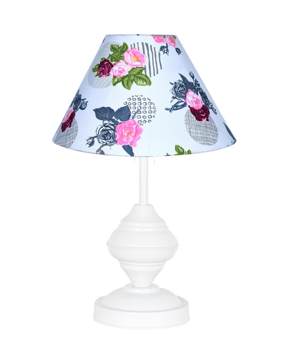 Farmhouse Matt Table Lamp for Bedroom, White Modern Bedside Lamps for Living Room, Rustic Table Light for Night Stands, Dorm, Office, Home Décor Fabric Shade, E27 holder, Urn, Iris Cone