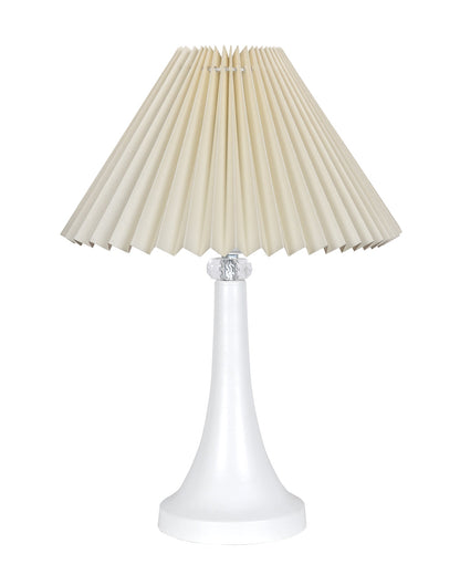 Farmhouse Matt Table Lamp for Bedroom, White Modern Bedside Lamps for Living Room, Rustic Table Light for Night Stands, Dorm, Office, Home Décor Fabric Shade, E27 holder, Cone, Iris Cone