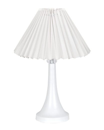 Farmhouse Matt Table Lamp for Bedroom, White Modern Bedside Lamps for Living Room, Rustic Table Light for Night Stands, Dorm, Office, Home Décor Fabric Shade, E27 holder, Cone, Iris Cone