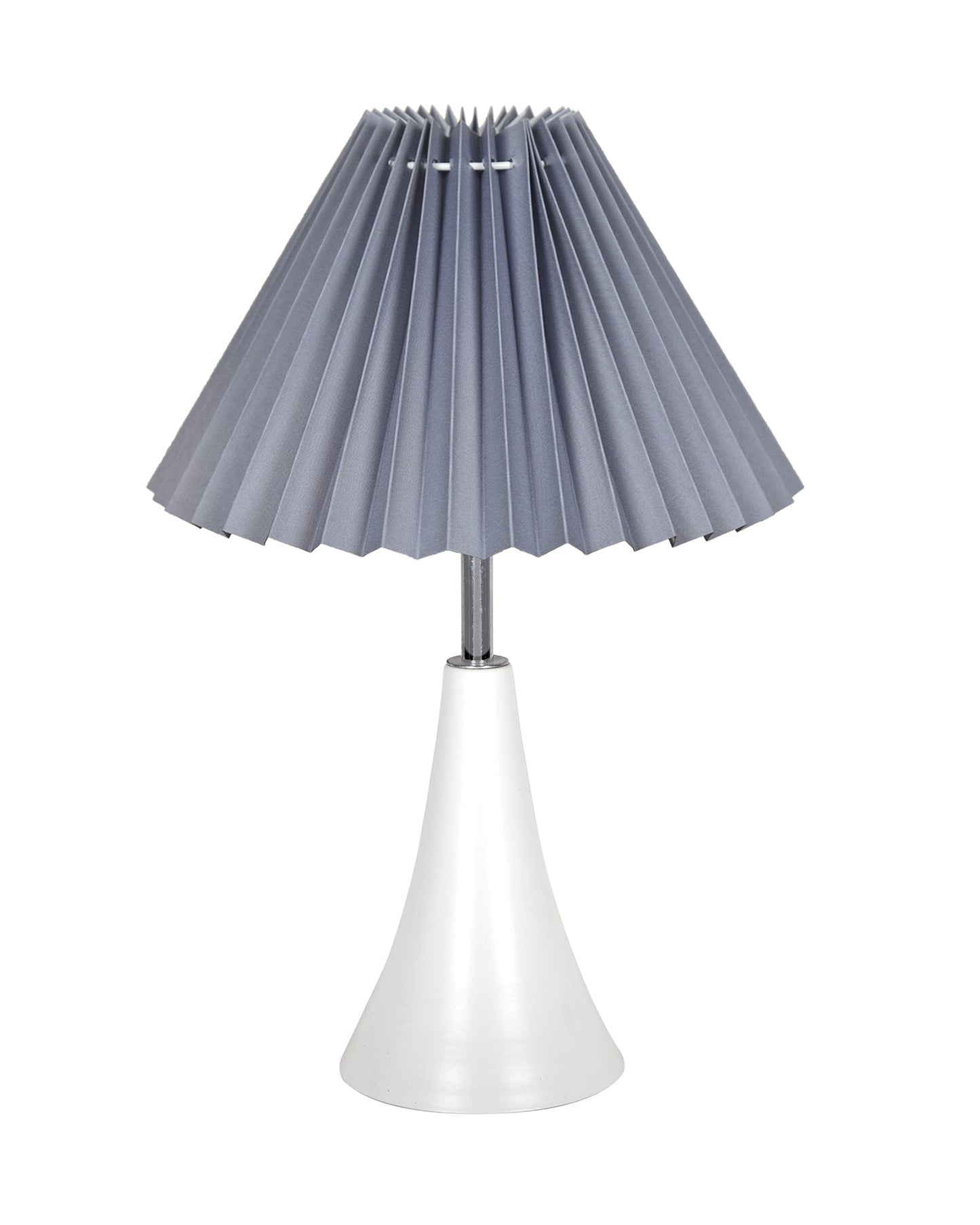 Farmhouse Matt Table Lamp for Bedroom, White Modern Bedside Lamps for Living Room, Rustic Table Light for Night Stands, Dorm, Office, Home Décor Fabric Shade, E27 holder, Inverto, Iris Cone