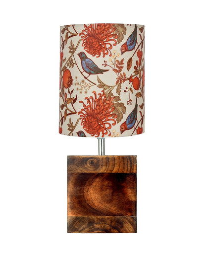 Modern Zen Wooden Lampshade Nightstand Lamps, Antique Base E27 Creative Reading Bedside Lamps Ideal for Bedroom, Cube, Bird Cylinder