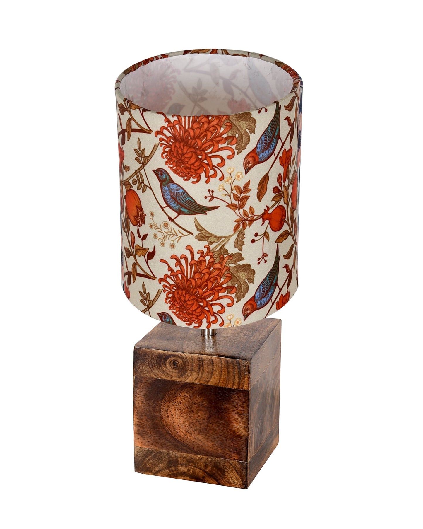 Modern Zen Wooden Lampshade Nightstand Lamps, Antique Base E27 Creative Reading Bedside Lamps Ideal for Bedroom, Cube, Bird Cylinder