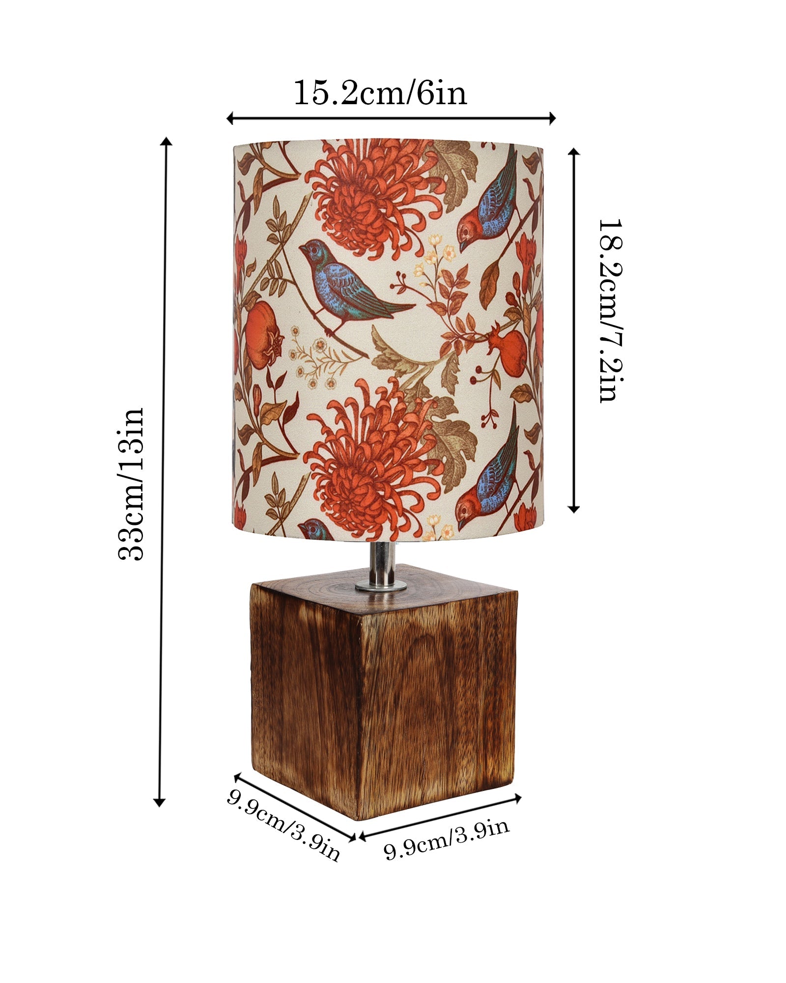 Modern Zen Wooden Lampshade Nightstand Lamps, Antique Base E27 Creative Reading Bedside Lamps Ideal for Bedroom, Cube, Bird Cylinder