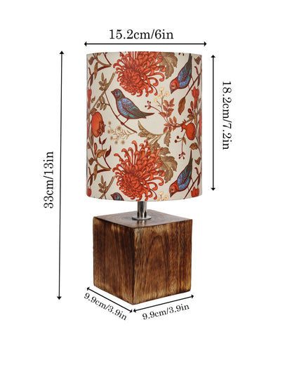 Modern Zen Wooden Lampshade Nightstand Lamps, Antique Base E27 Creative Reading Bedside Lamps Ideal for Bedroom, Cube, Bird Cylinder