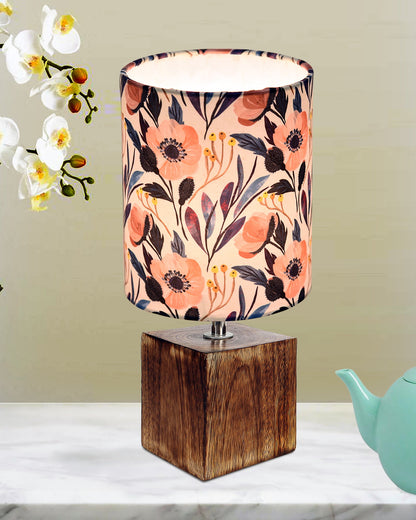 Modern Zen Wooden Lampshade Nightstand Lamps, Antique Base E27 Creative Reading Bedside Lamps Ideal for Bedroom, Cube, Bird Cylinder