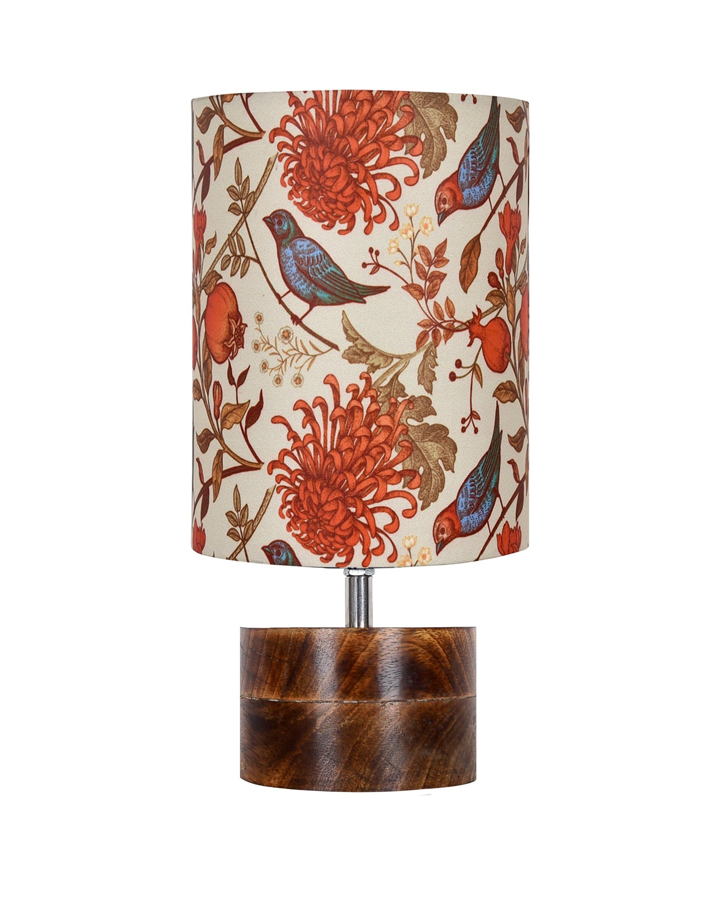 Modern Zen Wooden Lampshade Nightstand Lamps, Antique Base E27 Creative Reading Bedside Lamps Ideal for Bedroom, Rustic Cylinder, Bird Cylinder