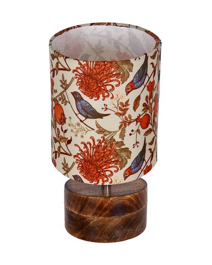 Modern Zen Wooden Lampshade Nightstand Lamps, Antique Base E27 Creative Reading Bedside Lamps Ideal for Bedroom, Rustic Cylinder, Bird Cylinder