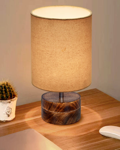 Modern Zen Wooden Lampshade Nightstand Lamps, Antique Base E27 Creative Reading Bedside Lamps Ideal for Bedroom, Rustic Cylinder, Bird Cylinder