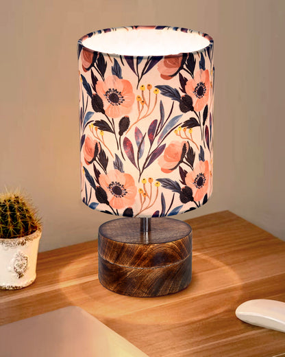 Modern Zen Wooden Lampshade Nightstand Lamps, Antique Base E27 Creative Reading Bedside Lamps Ideal for Bedroom, Rustic Cylinder, Bird Cylinder