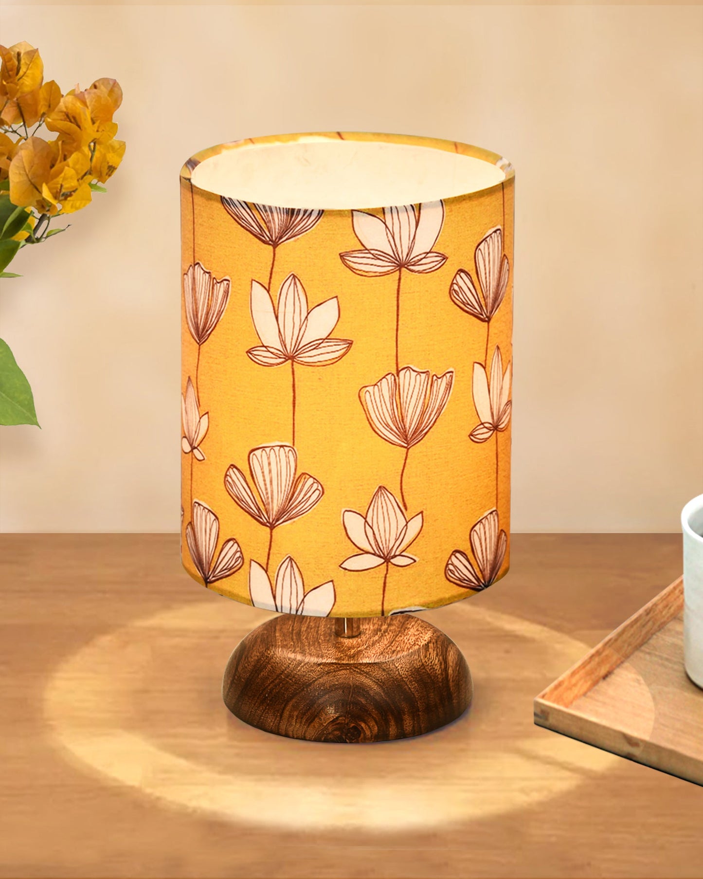 Modern Zen Wooden Lampshade Nightstand Lamps, Antique Base E27 Creative Reading Bedside Lamps Ideal for Bedroom, Pebble, Bird Cylinder
