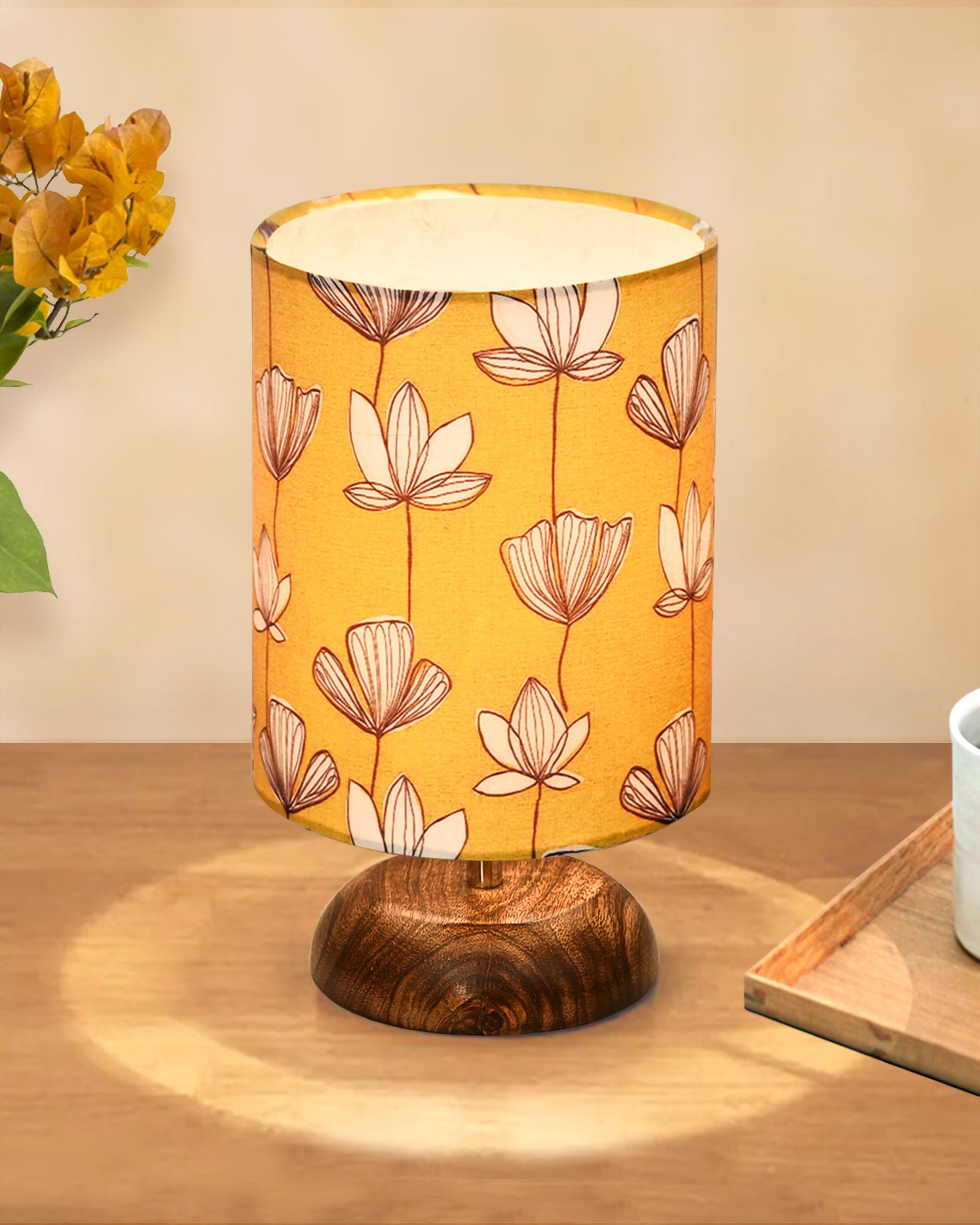 Modern Zen Wooden Lampshade Nightstand Lamps, Antique Base E27 Creative Reading Bedside Lamps Ideal for Bedroom, Pebble, Bird Cylinder