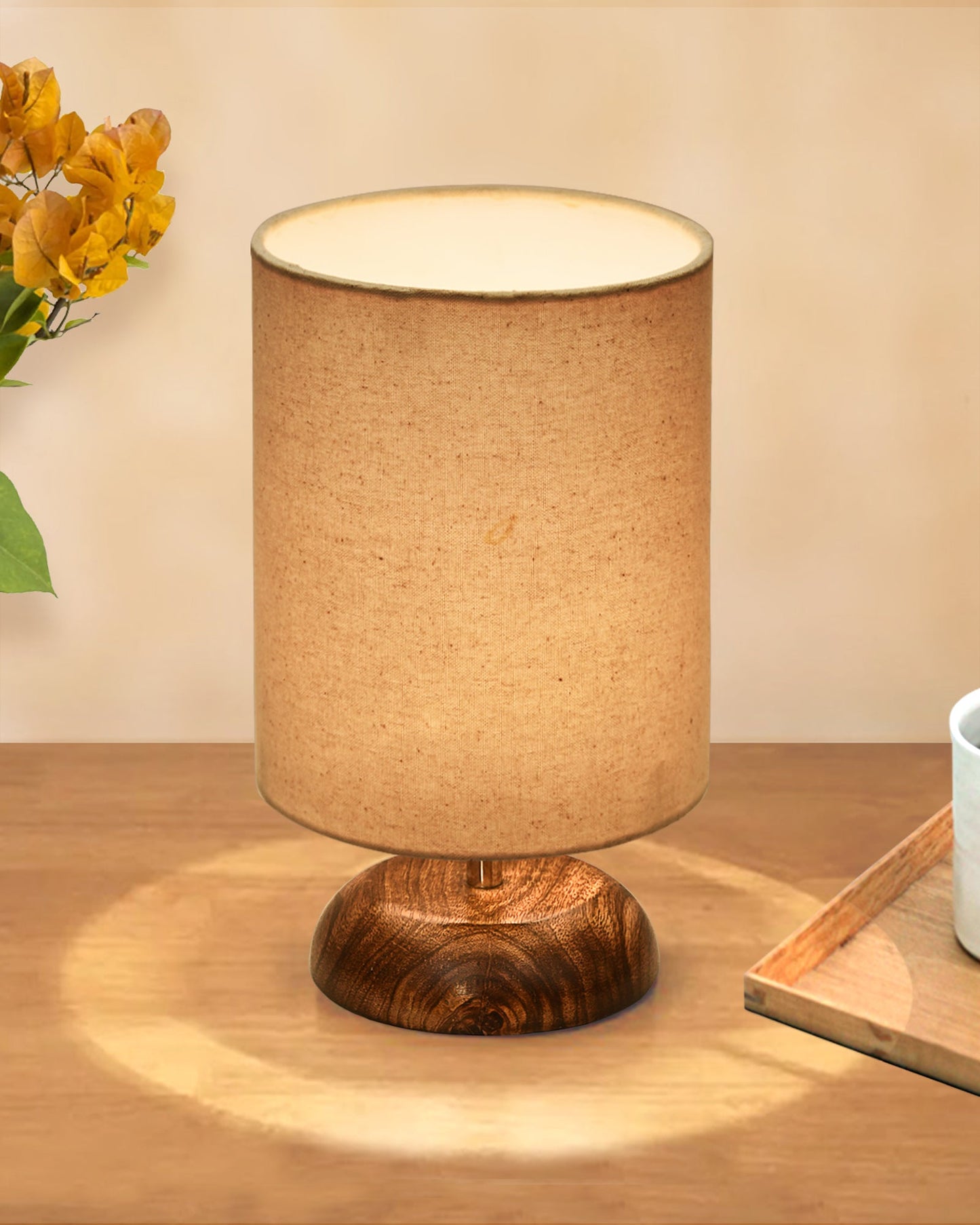 Modern Zen Wooden Lampshade Nightstand Lamps, Antique Base E27 Creative Reading Bedside Lamps Ideal for Bedroom, Pebble, Bird Cylinder