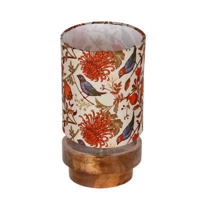 Modern Zen Wooden Lampshade Nightstand Lamps, Antique Base E27 Creative Reading Bedside Lamps Ideal for Bedroom, Concentric, Bird Cylinder