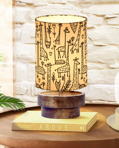 Modern Zen Wooden Lampshade Nightstand Lamps, Antique Base E27 Creative Reading Bedside Lamps Ideal for Bedroom, Concentric, Bird Cylinder