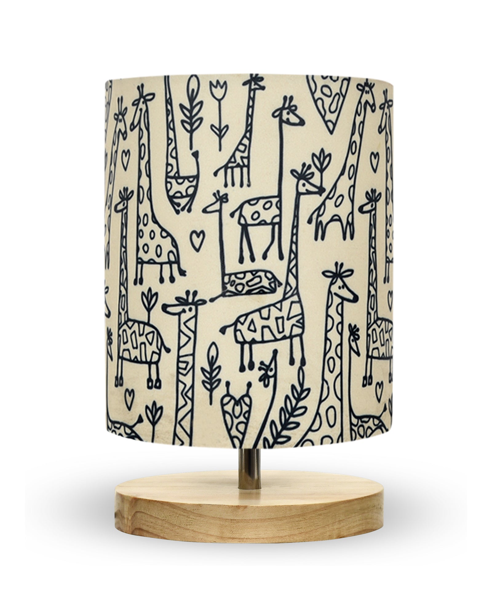 Pine Table Lamp-Wooden Bedside Lamp Simple Bedroom Light Linen Shade Mini Desk Lamp Nightstand Lamp for Bedroom,Living Room,Gift, Bird Cylinder