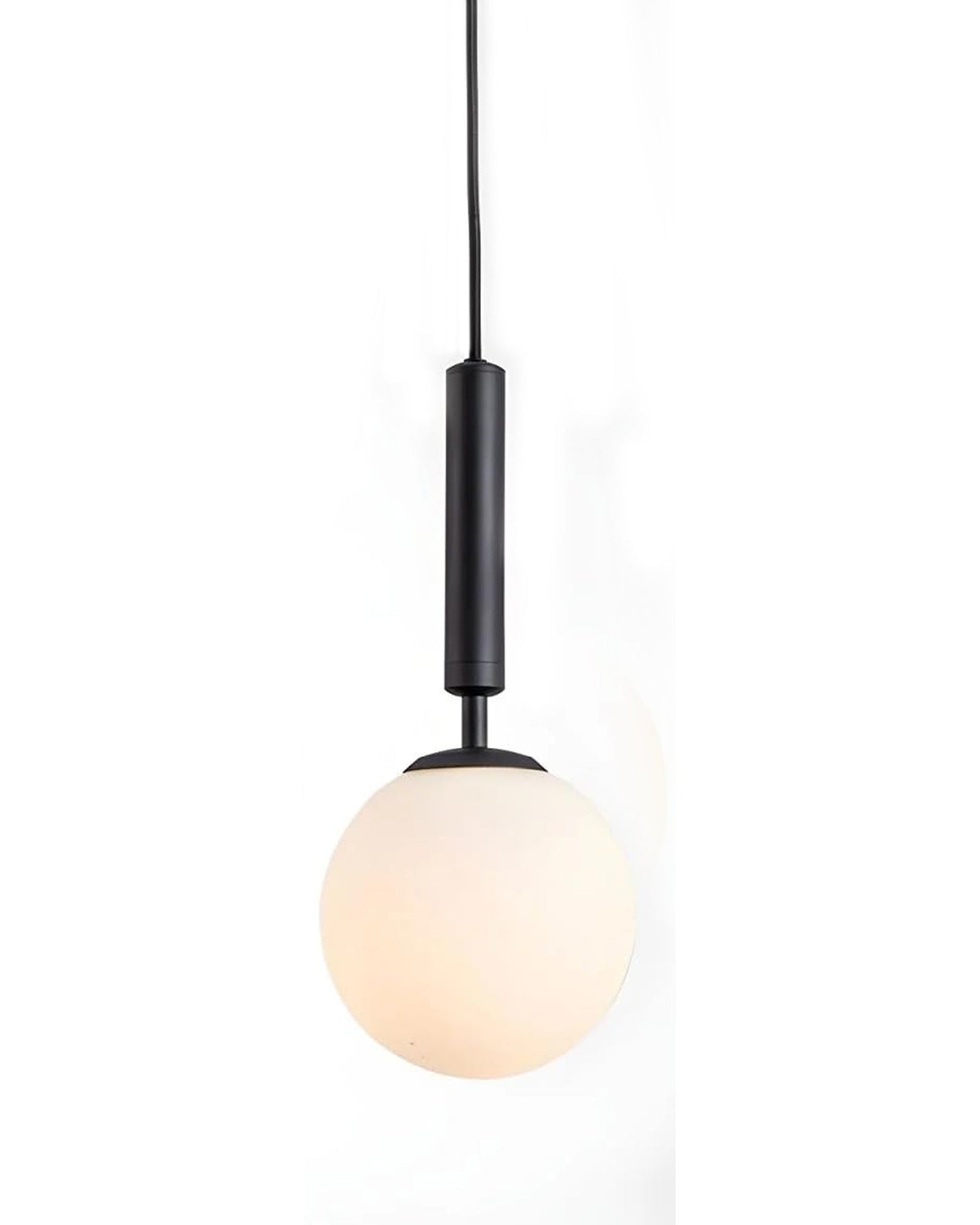 Chandelier Pendant Light, Retro Industrial Style Nordic Glass Hanging Ceiling Creative Bar Counter Decoration Restaurant Black Lighting with Metal Tube, Frosty Globe
