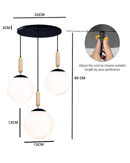 Chandelier Pendant Light, Retro Industrial Style Nordic Glass Hanging Ceiling Creative Bar Counter Decoration Restaurant Black Lighting with Metal Tube, Frosty Globe