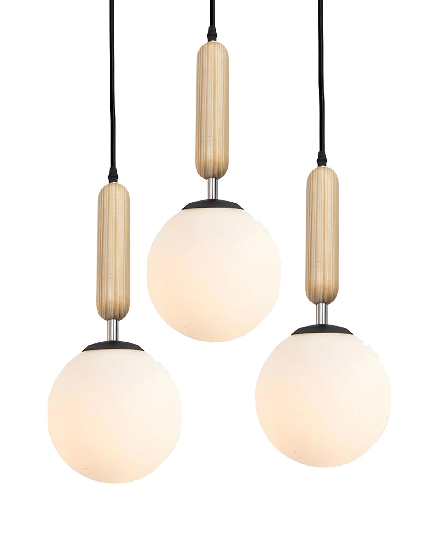 Chandelier Pendant Light, Retro Industrial Style Nordic Glass Hanging Ceiling Creative Bar Counter Decoration Restaurant Black Lighting with Metal Tube, Frosty Globe