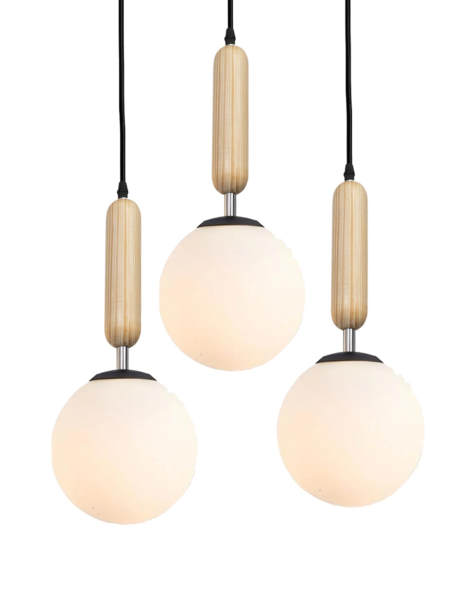 Chandelier Pendant Light, Retro Industrial Style Nordic Glass Hanging Ceiling Creative Bar Counter Decoration Restaurant Black Lighting with Metal Tube, Frosty Globe