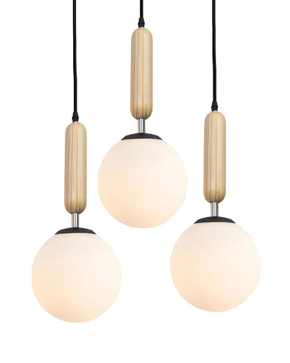 Chandelier Pendant Light, Retro Industrial Style Nordic Glass Hanging Ceiling Creative Bar Counter Decoration Restaurant Black Lighting with Metal Tube, Frosty Globe