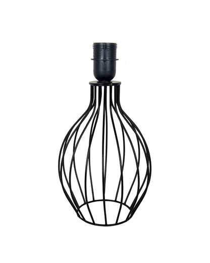 Black Bedside Table Lamp,Small Nightstand Lamp for Bedroom,Modern Desk Lamp with Fabric Shade Geometric Metal Base for Living Room Study Office Farmhouse, Wire Trumpet, Hibiscus Cone