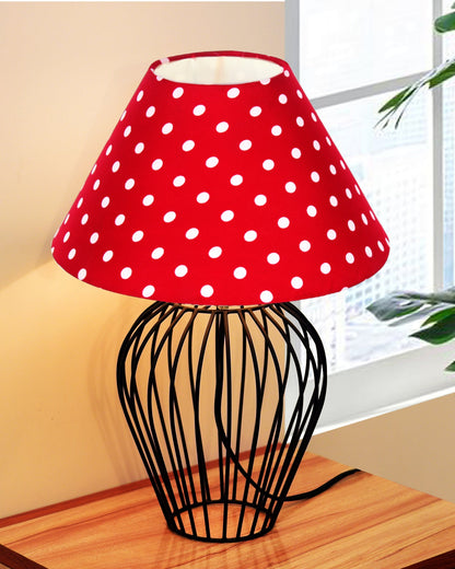 Black Bedside Table Lamp,Small Nightstand Lamp for Bedroom,Modern Desk Lamp with Fabric Shade Geometric Metal Base for Living Room Study Office Farmhouse, Wire Tulip, Hibiscus Cone