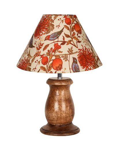 Mid Century Single Table Lamp for Living Room Farmhouse Linen Bedside Lamps for Bedroom Kids Room Dorm Office Mini-Guard, Walnut, Birds Cone
