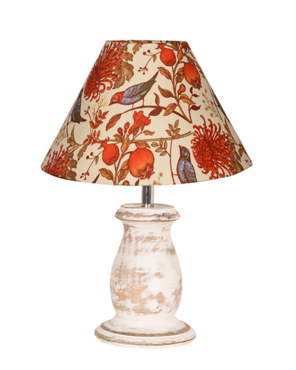 Mid Century Single Table Lamp for Living Room Farmhouse Linen Bedside Lamps for Bedroom Kids Room Dorm Office Mini-Guard, Whitewash, Birds Cone