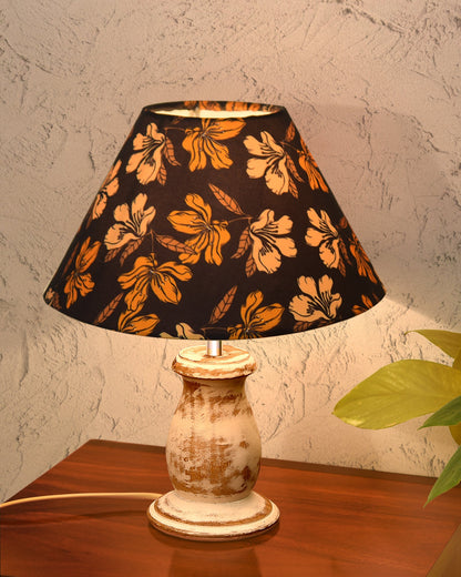Mid Century Single Table Lamp for Living Room Farmhouse Linen Bedside Lamps for Bedroom Kids Room Dorm Office Mini-Guard, Whitewash, Birds Cone