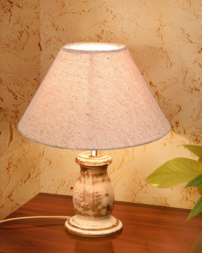 Mid Century Single Table Lamp for Living Room Farmhouse Linen Bedside Lamps for Bedroom Kids Room Dorm Office Mini-Guard, Whitewash, Birds Cone