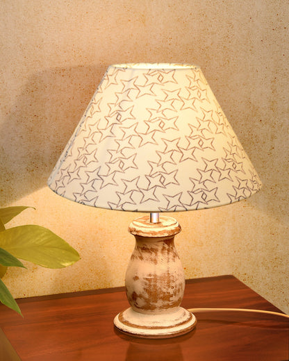 Mid Century Single Table Lamp for Living Room Farmhouse Linen Bedside Lamps for Bedroom Kids Room Dorm Office Mini-Guard, Whitewash, Birds Cone