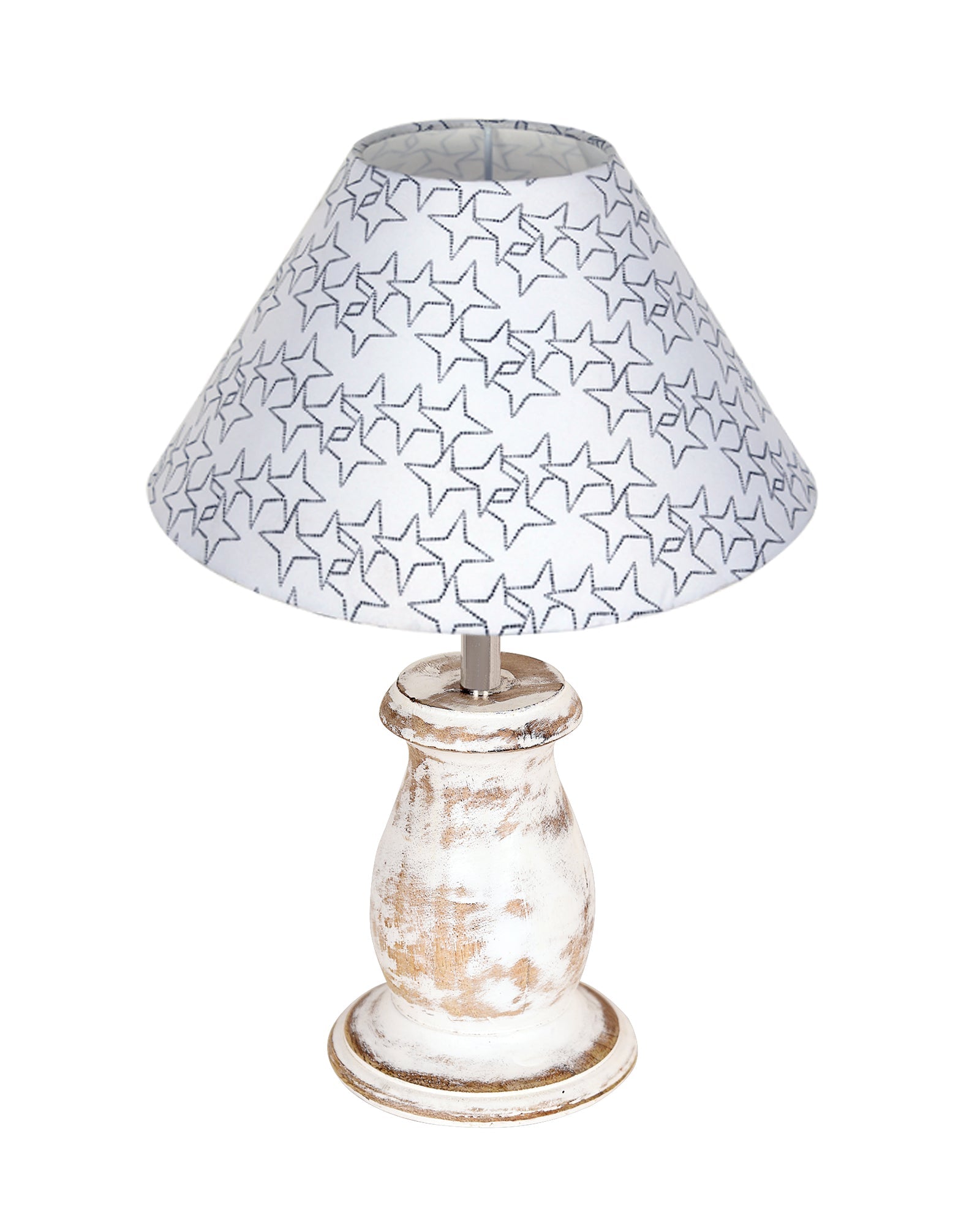 Mid Century Single Table Lamp for Living Room Farmhouse Linen Bedside Lamps for Bedroom Kids Room Dorm Office Mini-Guard, Whitewash, Birds Cone
