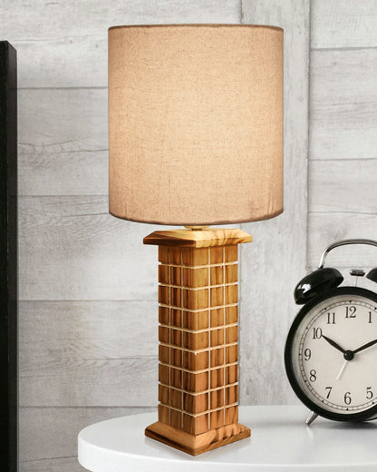 Rustic Beige Table Lamp New York Skyline with Fabric Shade, Table Light, Home Décor, Office, Gift, Jute Drum