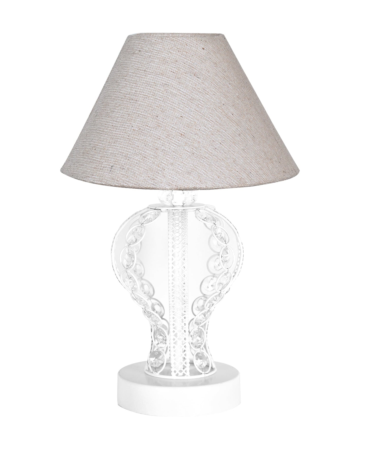 Modern Round Small Crystal Table Lamp,Contemporary Bedroom Bedside Nightstand Lamp,Desk Globe Lamp for Living Room Girls Kids Room, Strippy Vase , Grey Pleated